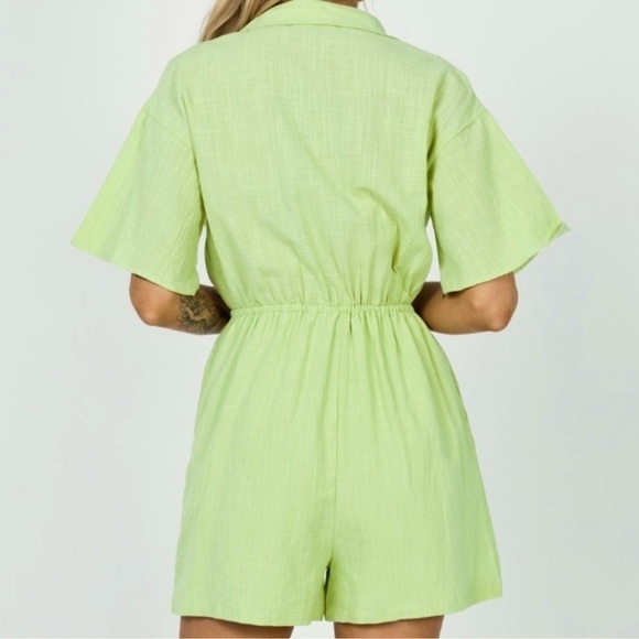 Princess Polly Gauzey Light Lime Green Cotton Shorts Playsuit Romper Size 4 - Picture 3 of 14
